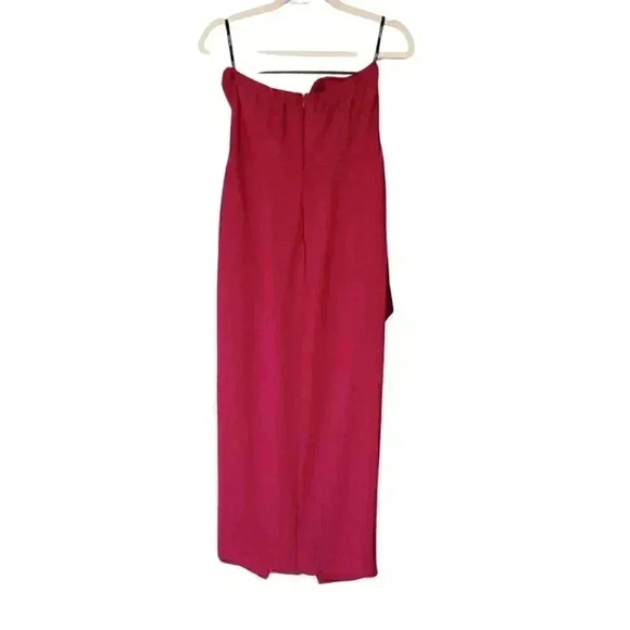ASOS TFNC Raspberry Asymmetric Chiffon Bow Wrapped Midi Formal Cocktail Dress - Picture 8 of 11